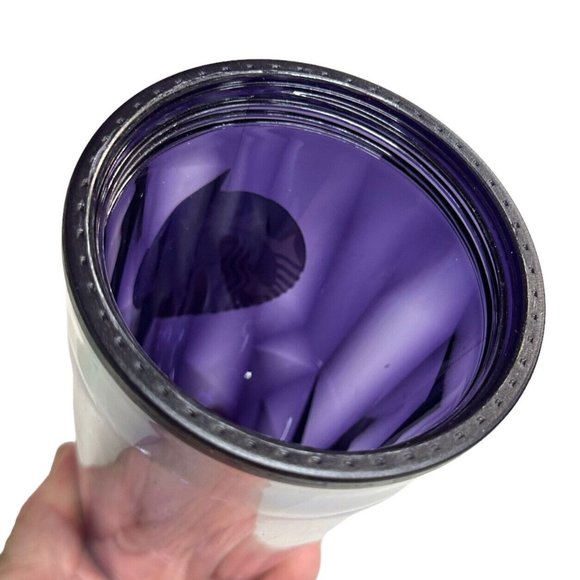 NWT Starbucks 16 oz Cold Cup Tumbler Prism Foil Purple Green Yellow Mardi Gras - Picture 2 of 12
